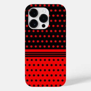 Coque Pour iPhone 14 Pro Pois Et Grandes Têtes Noirs Et Rouges Élégants