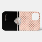 Coques Case-Mate iPhone Pois et perles Roses chic (Verso (horizontal))