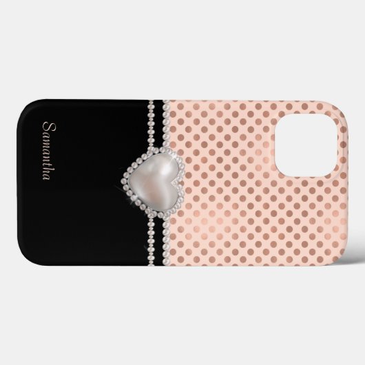 Coques Case-Mate iPhone Pois et perles Roses chic (Verso (horizontal))