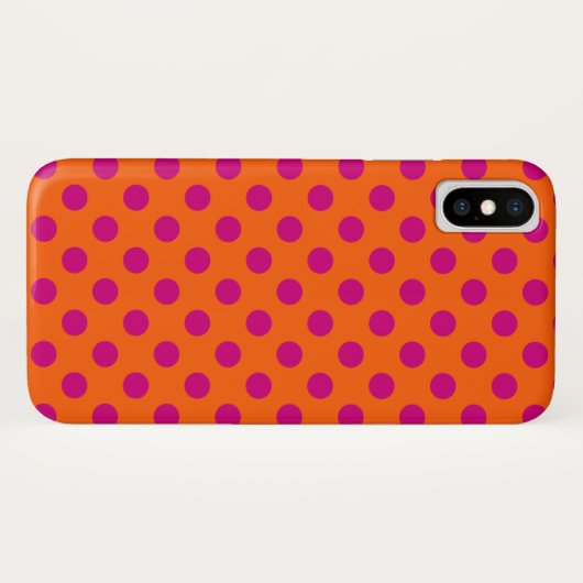 Coques Case-Mate iPhone Pois Fuchsia orange (Dos (Horizontal))