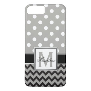 Coque iPhone 8 Plus/7 Plus Pois gris, noirs et blancs et Chevron Mobile