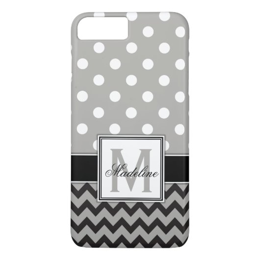 Coques Case-Mate iPhone Pois gris, noirs et blancs et Chevron Mobile (Dos)
