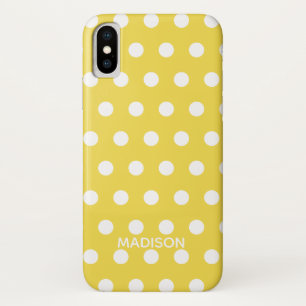 Case-Mate iPhone Case Pois jaune et blanc Nom personnalisé