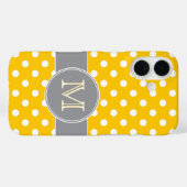 Coques Case-Mate iPhone Pois jaunes et gris monogrammes (Verso (horizontal))