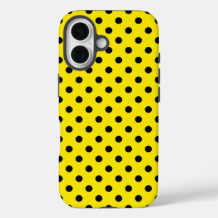 Coques iPhone 16 Pois jaunes et noirs