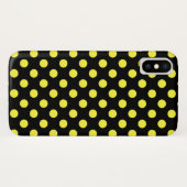 Coques Case-Mate iPhone Pois jaunes sur fond noir (Dos (Horizontal))