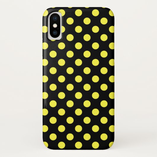 Coques Case-Mate iPhone Pois jaunes sur fond noir (Dos)