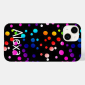 Coques Case-Mate iPhone Pois néon avec nom (Verso (horizontal))