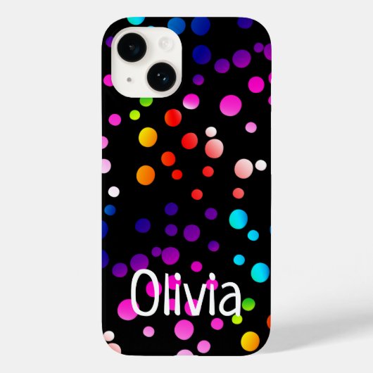 Coques Case-Mate iPhone Pois néon avec nom (Verso)