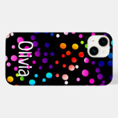 Coques Case-Mate iPhone Pois néon avec nom (Verso (horizontal))
