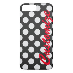 Coque iPhone 8 Plus/7 Plus Pois noir et blanc personnalisé