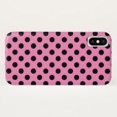 Coques Case-Mate iPhone Pois noirs en rose (Dos (Horizontal))