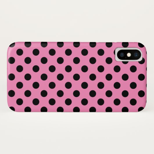 Coques Case-Mate iPhone Pois noirs en rose (Dos (Horizontal))