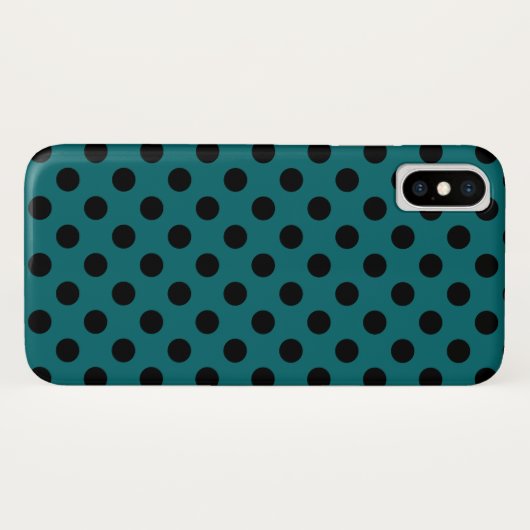 Coques Case-Mate iPhone Pois noirs en turquoise (Dos (Horizontal))