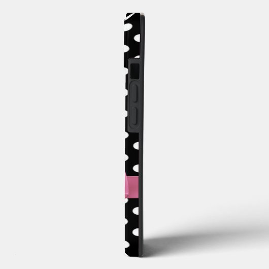 Coques Case-Mate iPhone Pois noirs et blancs - arc rose (Verso / Gauche)