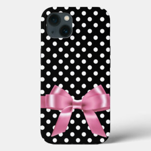 Case-Mate iPhone Case Pois noirs et blancs - arc rose