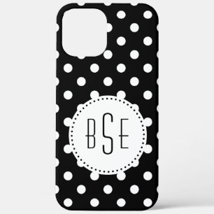 Case-Mate iPhone Case Pois noirs et blancs avec monogramme