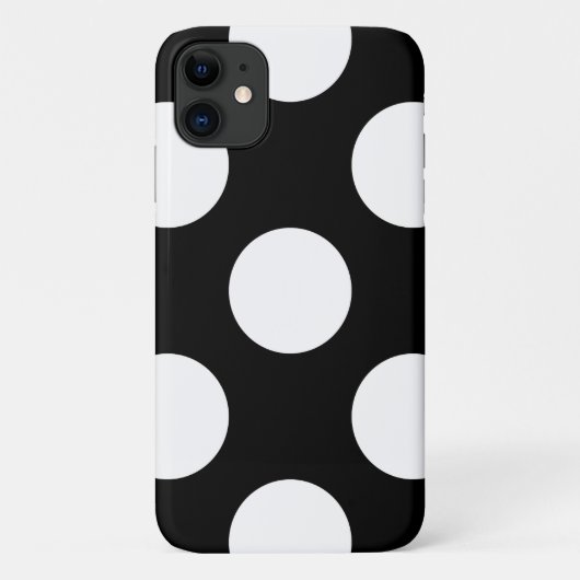 Coques Case-Mate iPhone Pois noirs et blancs, Motif Polka (Dos)