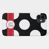 Coques Case-Mate iPhone Pois noirs et blancs, pointillés, Monogramme (Dos (Horizontal))