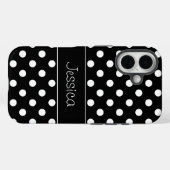Coques Case-Mate iPhone Pois noirs et blancs Preppy Personnalisés (Verso (horizontal))