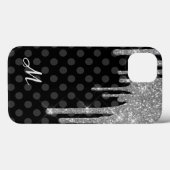 Coques Case-Mate iPhone Pois noirs et Parties scintillant d'argent (Verso (horizontal))