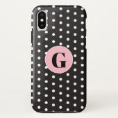 Coques Case-Mate iPhone Pois noirs Monogrammes (Dos)