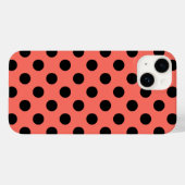 Coques Case-Mate iPhone Pois noirs sur corail vivant (Verso (horizontal))