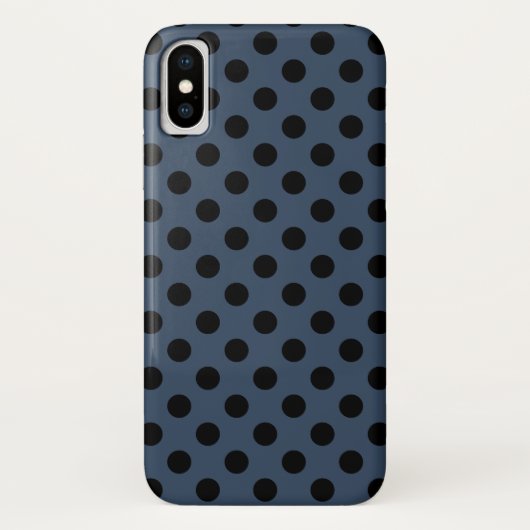 Coques Case-Mate iPhone Pois noirs sur gris-bleu (Dos)