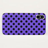 Coques Case-Mate iPhone Pois noirs sur perwinkle (Dos (Horizontal))