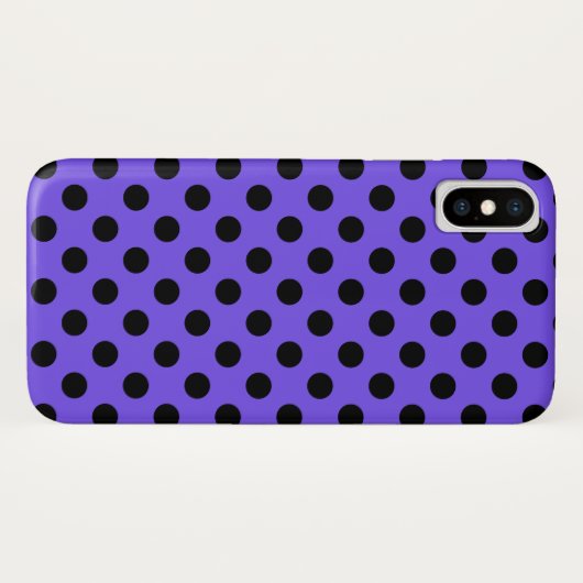 Coques Case-Mate iPhone Pois noirs sur perwinkle (Dos (Horizontal))