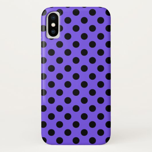 Coques Case-Mate iPhone Pois noirs sur perwinkle (Dos)