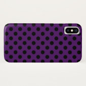 Coques Case-Mate iPhone Pois noirs sur prune violette (Dos (Horizontal))