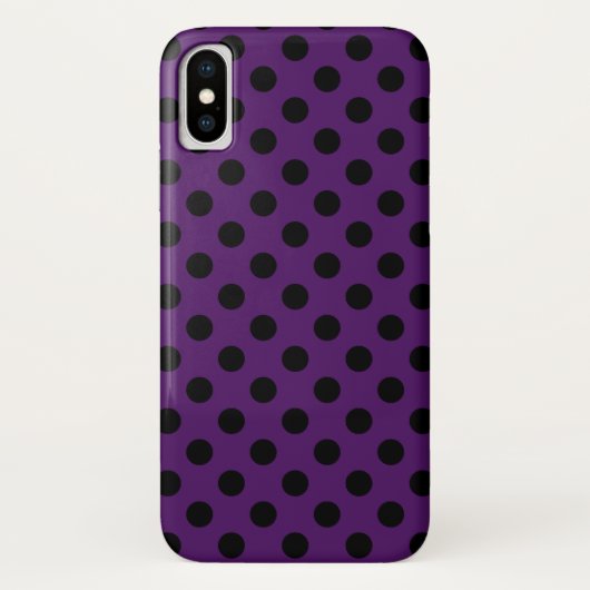 Coques Case-Mate iPhone Pois noirs sur prune violette (Dos)
