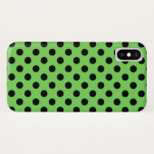 Coques Case-Mate iPhone Pois noirs sur vert citron (Dos (Horizontal))