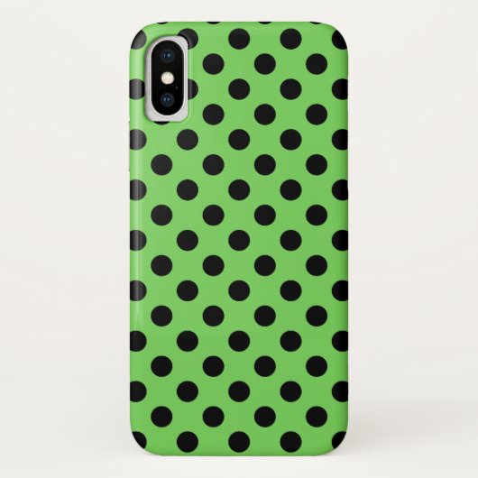 Coques Case-Mate iPhone Pois noirs sur vert citron (Dos)