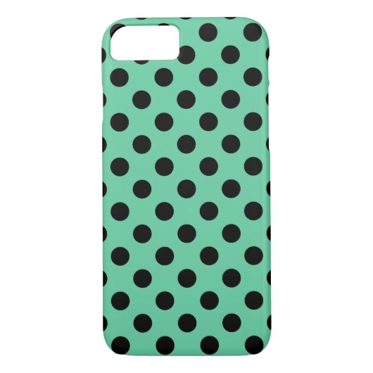 Coques Case-Mate iPhone Pois noirs sur vert menthe (Dos)