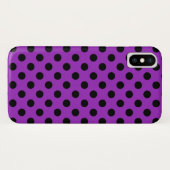 Coques Case-Mate iPhone Pois noirs sur violet (Dos (Horizontal))