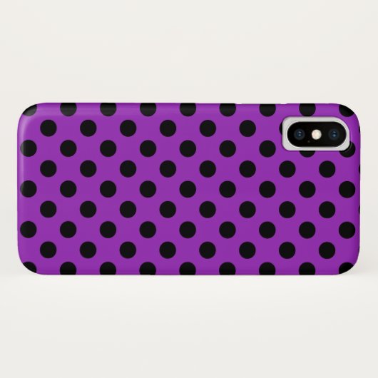 Coques Case-Mate iPhone Pois noirs sur violet (Dos (Horizontal))