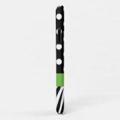 Coques Case-Mate iPhone Pois noirs Zebra Stripes Nom vert (Dos/Droite)
