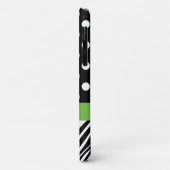 Coques Case-Mate iPhone Pois noirs Zebra Stripes Nom vert (Dos/Gauche)