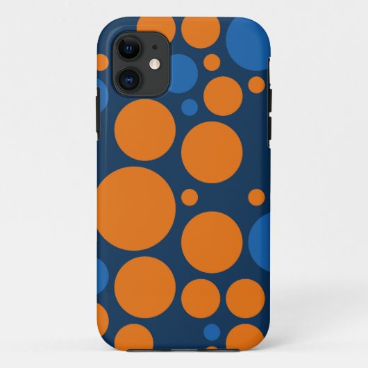 Coques Case-Mate iPhone Pois rétro | Bleu foncé orange (Dos)