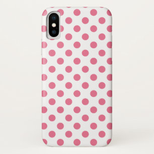 Coque iPhone X Pois rose et blanc