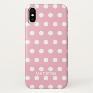 Case-Mate iPhone Case Pois rose et blanc Nom personnalisé