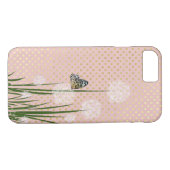 Coques Case-Mate iPhone pois rose et or roux avec papillon (Dos (Horizontal))