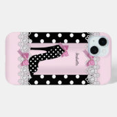 Coques Case-Mate iPhone Pois rose mignon noir talon haut (Verso (horizontal))