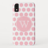 Coques Case-Mate iPhone Pois rose monogramme (Dos)