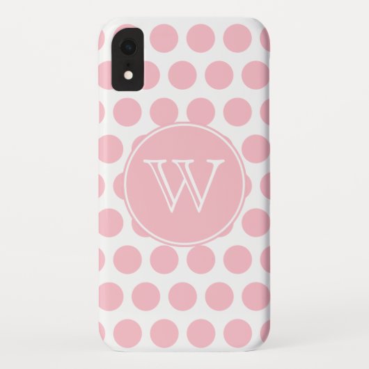 Coques Case-Mate iPhone Pois rose monogramme (Dos)
