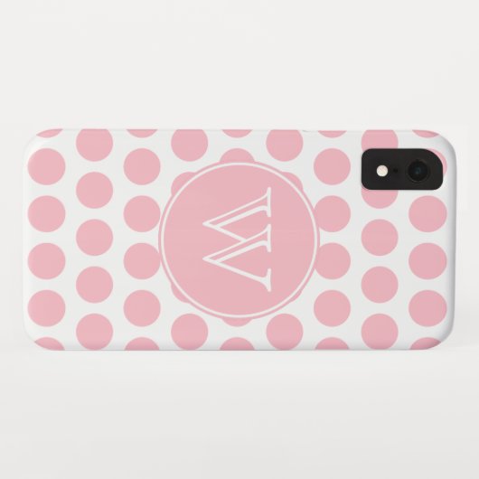 Coques Case-Mate iPhone Pois rose monogramme (Dos (Horizontal))