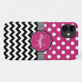 Coques Case-Mate iPhone Pois rose noir Chevron Monogramme (Dos (Horizontal))