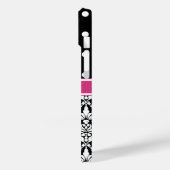 Coques Case-Mate iPhone Pois rose noir Damask Motif Monogramme (Verso / Gauche)